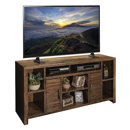 Casual 64" TV Console with Carved Stripes